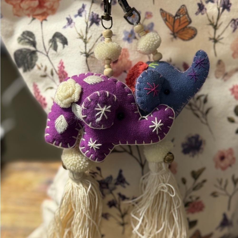 Handmade Thai Elephant Keychain Set (2)/ Sanctuary of Truth / Tassel Bag Charm